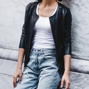 SPANX Black Leather-Look Moto Jacket